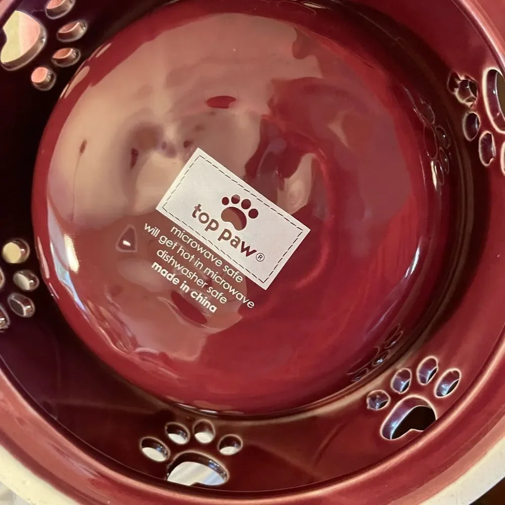 Top Paw Purple Plum Stoneware Dog Bowls